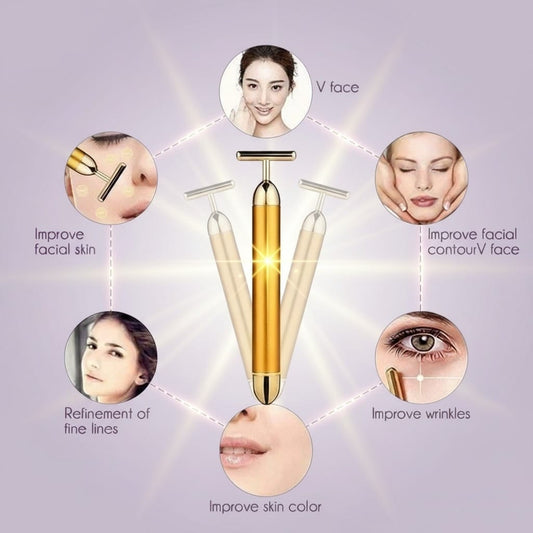 24K Gold Energy Beauty Bar Electric Facial Massage Roller