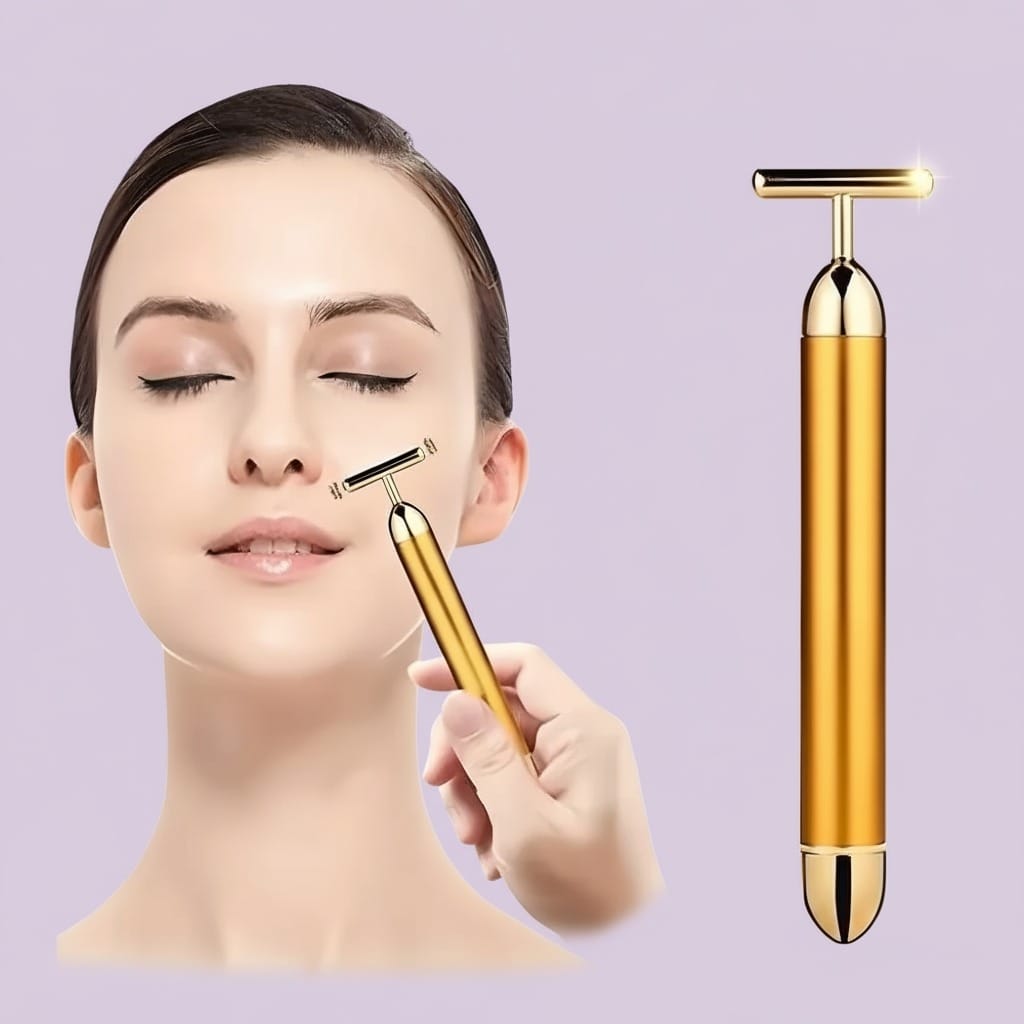 24K Gold Energy Beauty Bar Electric Facial Massage Roller