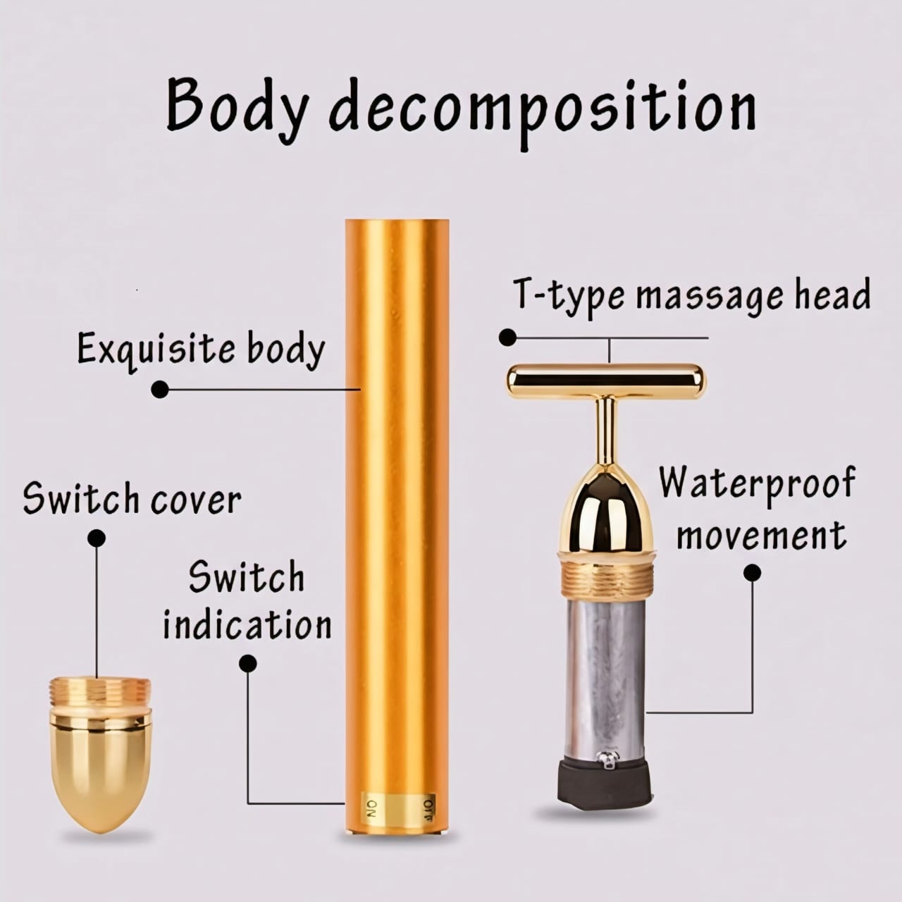 24K Gold Energy Beauty Bar Electric Facial Massage Roller